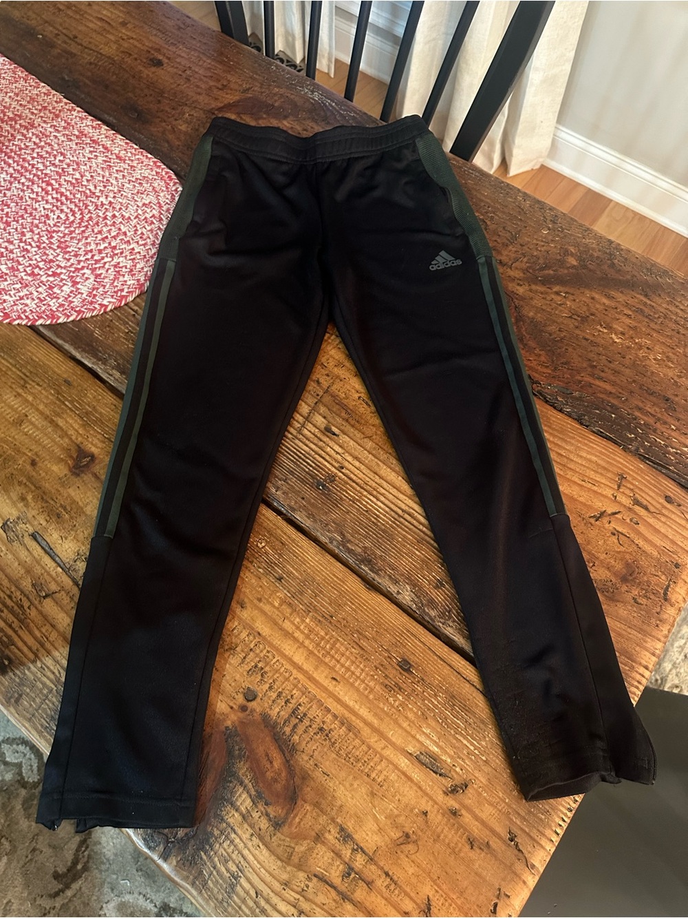 adidas Black Joggers with Gray Side Stripes - Kids